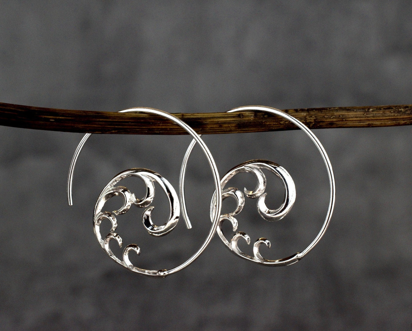 925 Silver Silver "Ornament" Spiralne kolczyki - EAR925-24