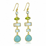 925 Sterling Silver Pozłacane kolczyki Multi Gemstone Earper25-16