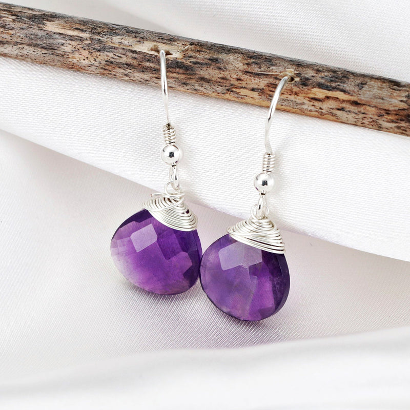 Exquisites 925 Sterling Silber Schmuckset mit Amethyst Edelstein: Halskette und Ohrringe - K925-141