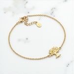 Armband mit Lebensbaum aus 925 Sterling Silber – 18K Gold plattiert, 16,5 cm Länge - ARM925-36