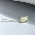 925 Sterling Silber Kette mit echter Maiglöckchen-Blüte – Zeitloser Schmuck für Allergiker, 50 cm Kette, 2,5 cm Anhänger