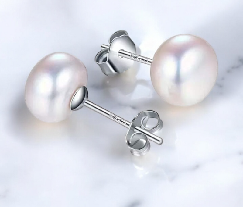 Klassische Perlen Ohrstecker aus 925 Sterling Silber | Süßwasserperlen Schmuck | Nickelfrei & Hypoallergen