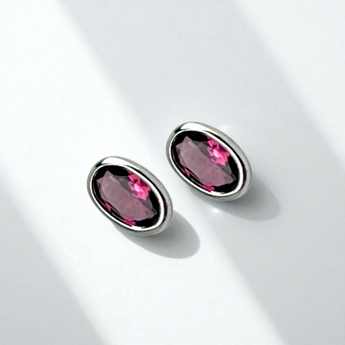 „Lumina Rosa“ 925 Sterling Silber Ohrstecker mit pinkem Turmalin, 0,5 cm, hypoallergen & für Allergiker geeignet