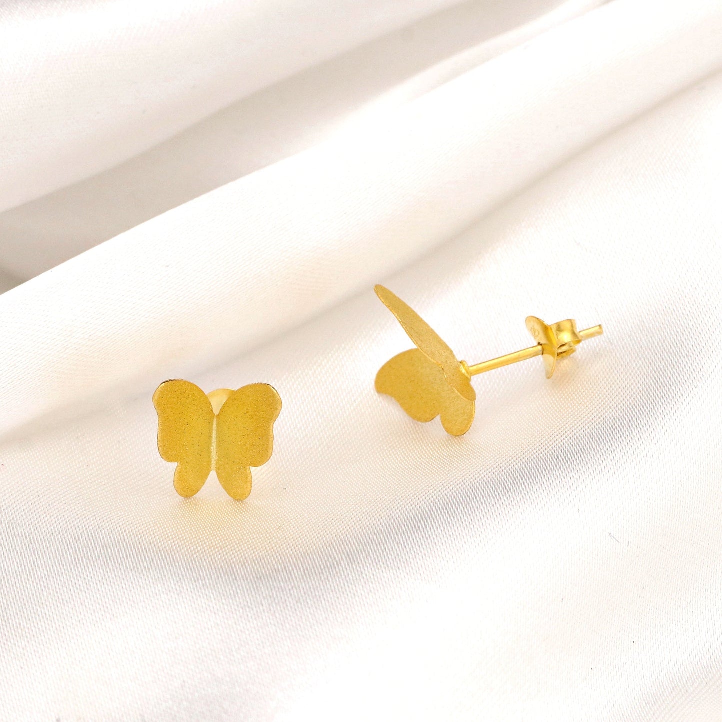 Mini Motyle Stud Kolczyki - Minimalistyczny 925 Sterling Gold Gilded Earrings - Ear925-99