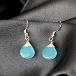 Chalcedon Drop Srebrne kolczyki 925 Sterling Silver Blue Crystal Gem Kolczyki - EAR925-118