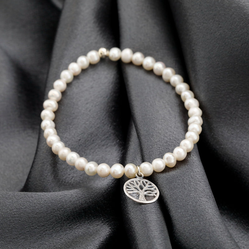 925 Sterling Silver Engater Pearl Bransoletka "Drzewo życia" - ARM925-32