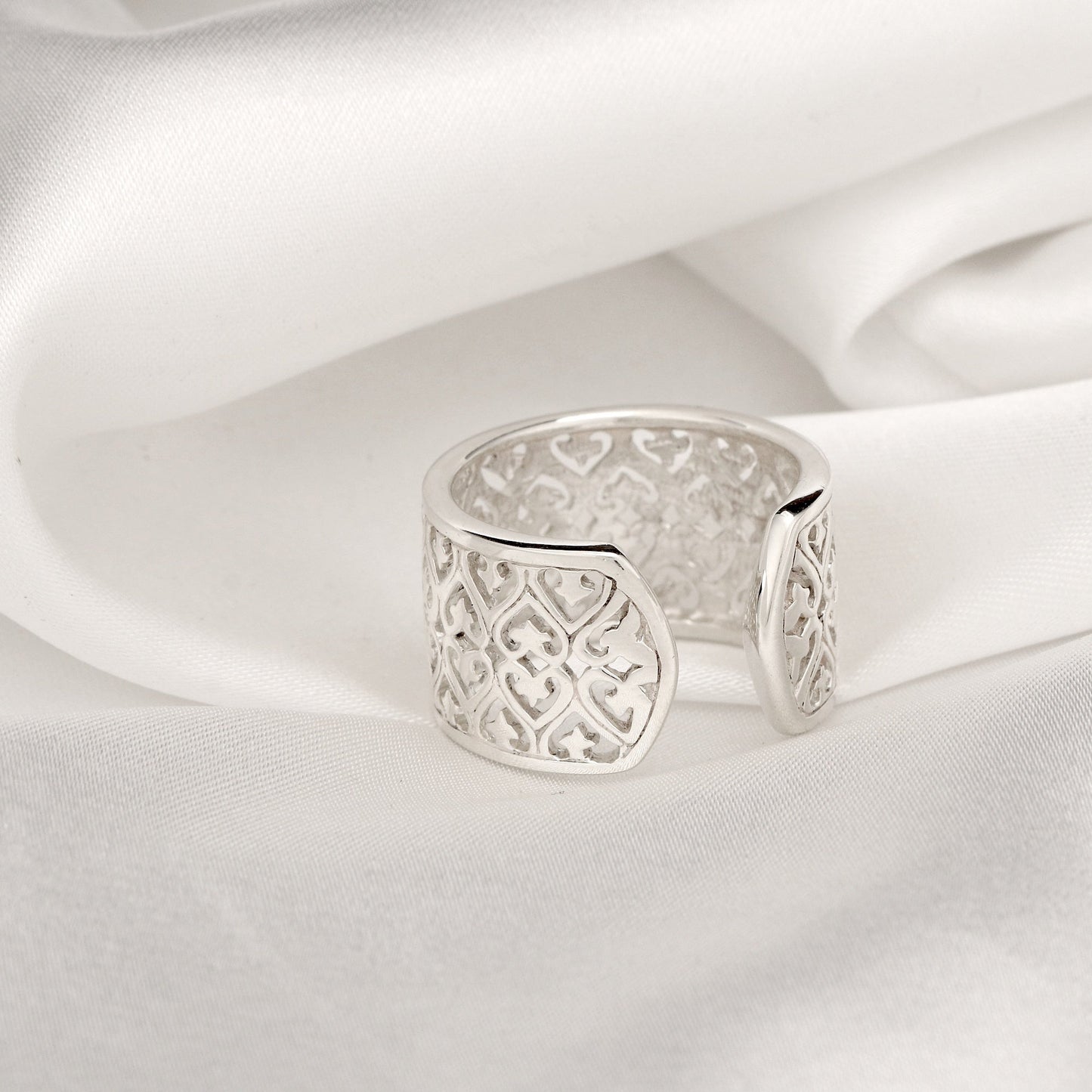Ozdobne 925 Sterling Silver Pierścień w stylu Orient - Rozmiar Regulowany Ring Ring - RG925-15