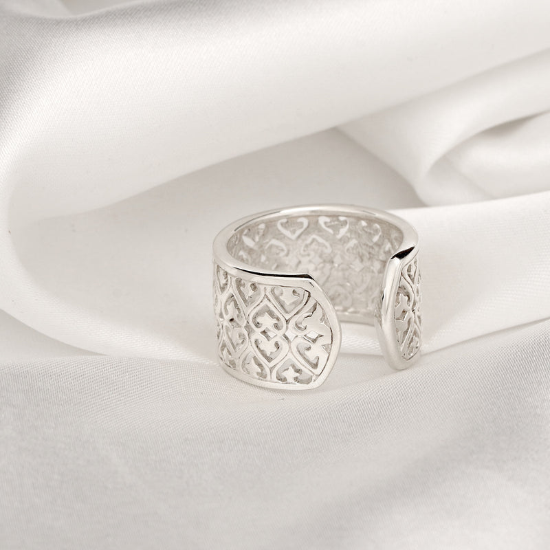 Ornamentaler 925 Sterling Silber Ring im Orient Stil - Größenverstellbarer Statement Ring - RG925-15