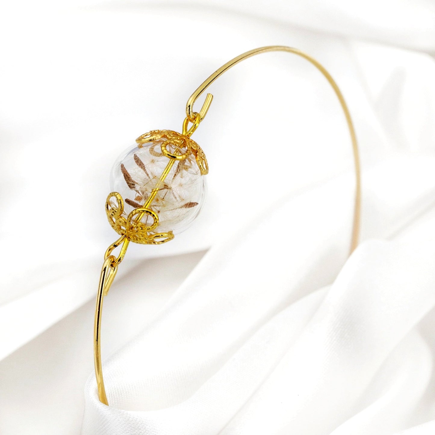 Dandelion Pust Kwiatowy Bransoletka - Gold Gold Plated Terarrum Biżuteria - Retar-15