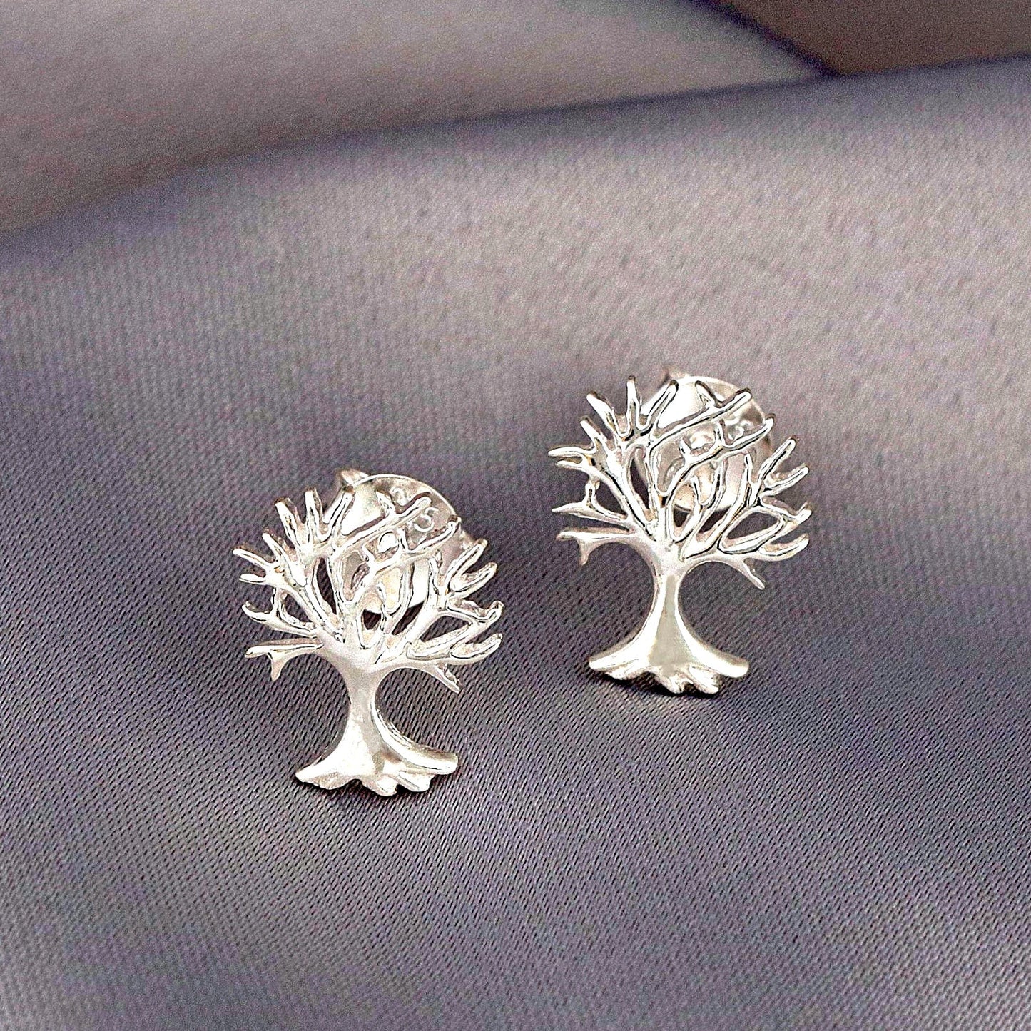 Drzewo Mini Stadniny Kolczyki - 925 Sterling Silver Minimalistyczne Kolczyki Małe Drzewo - EAR925-124
