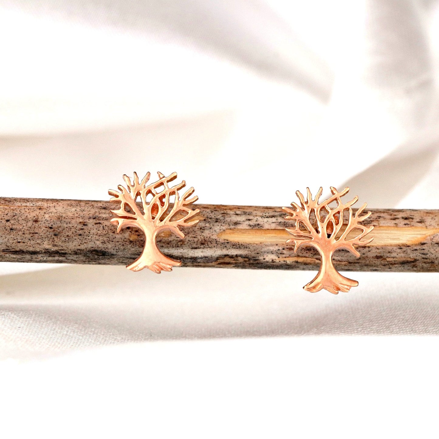 Drzewo Mini stadniny Kolczyki - 925 Sterling RoseGold Pozłacane kolczyki - EAR925-135