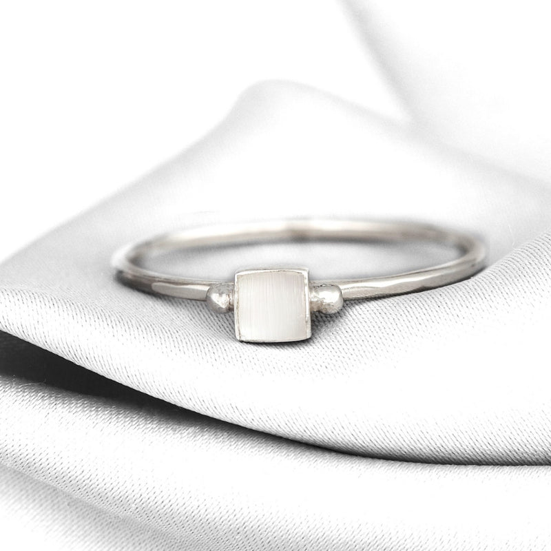 925 Sterling Silver Square Pierścień Pearl Marton - RG925-28