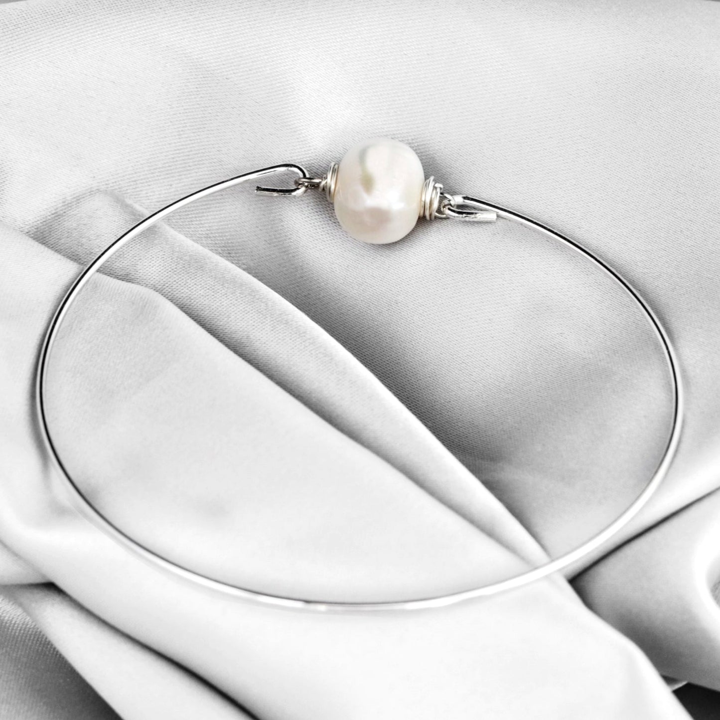 Słodka Bransoletka z pereł wody - posrebrzana naturalna perła drut maritim minimalistyczna biżuteria - Retremm-29