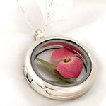 Christusdorn Grünes Blatt Glas Medaillon Amulett Kette - 925 Sterling Silber Florale Halskette - PR085