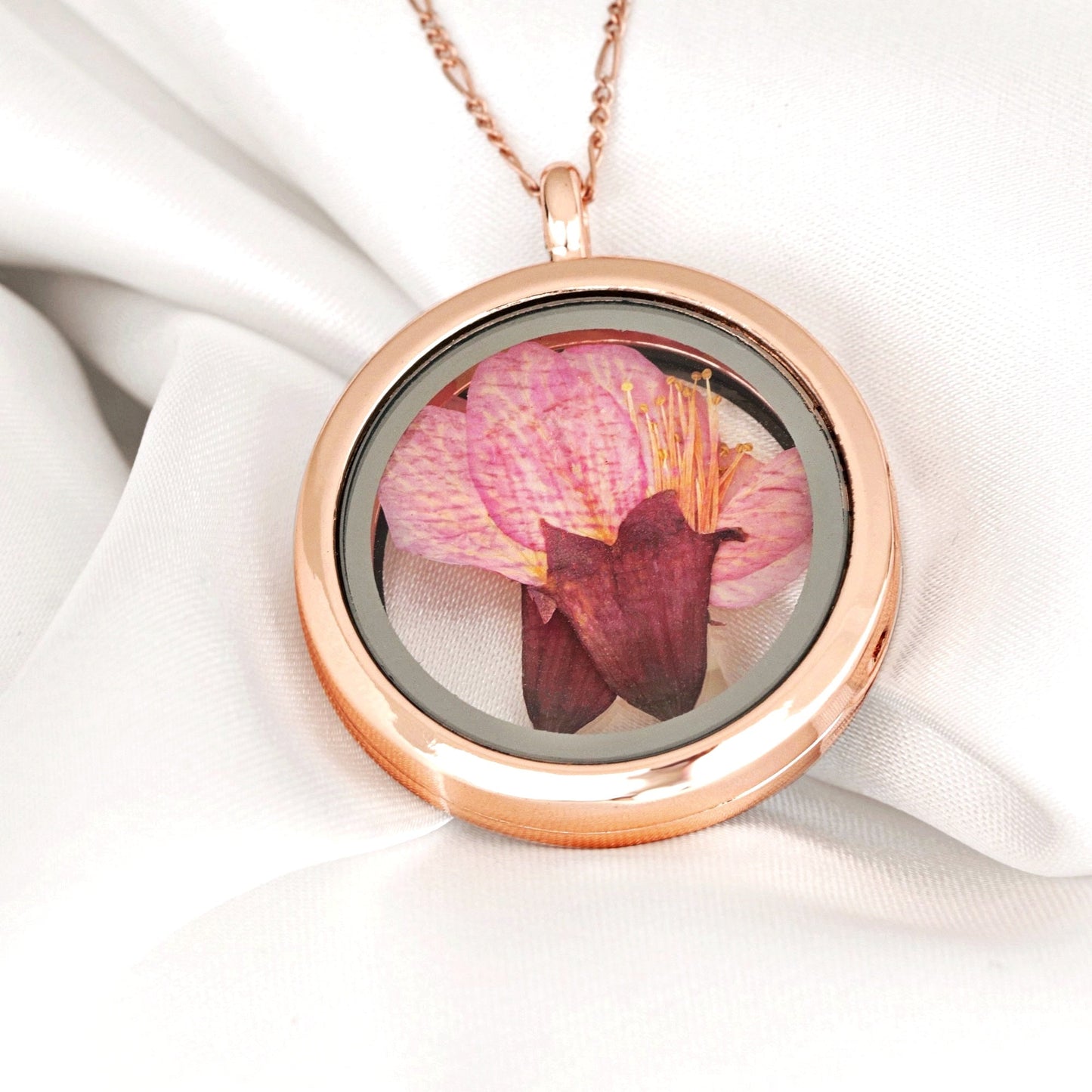 Japoński Medalion Sakura - 925 Sterling Rosegold Pozłacany łańcuch Sakura Wisiorek - K925-11