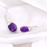 Ametyst Drop Kolczyki - 925 Sterling Silver Gem Kolczyki - EAR925-85