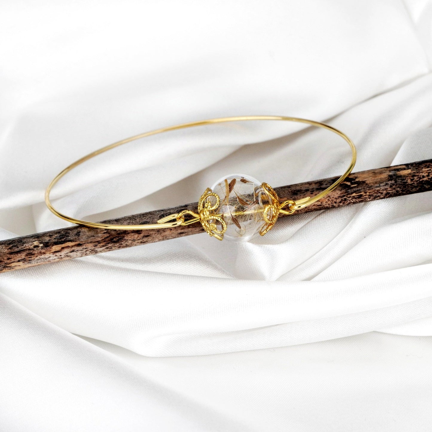 Dandelion Pust Kwiatowy Bransoletka - Gold Gold Plated Terarrum Biżuteria - Retar-15