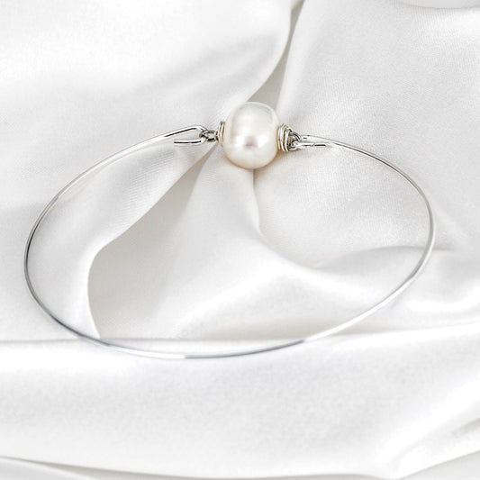 Słodka Bransoletka z pereł wody - posrebrzana naturalna perła drut maritim minimalistyczna biżuteria - Retremm-29