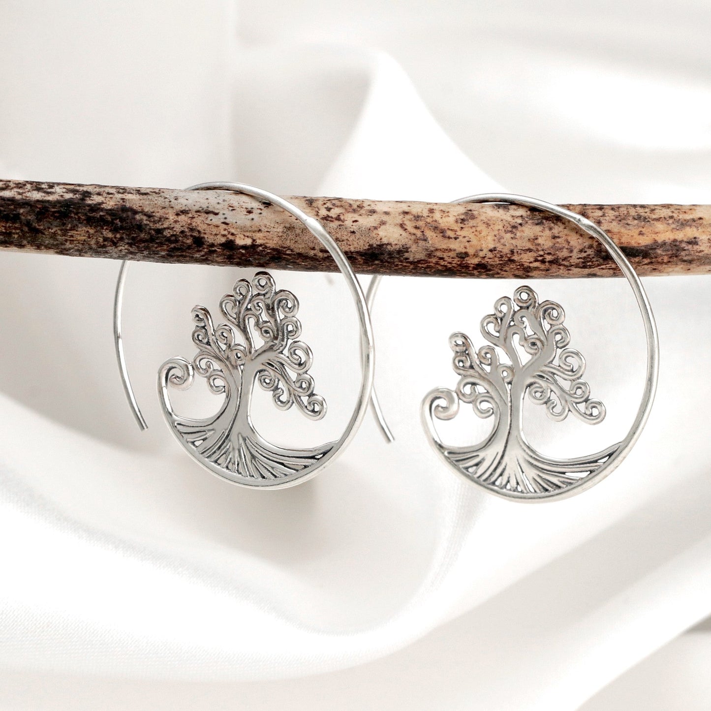 Grob Spiral Earrings - 925 Sterling Srebrny Drzewo Life Kolczyki Ear925-79