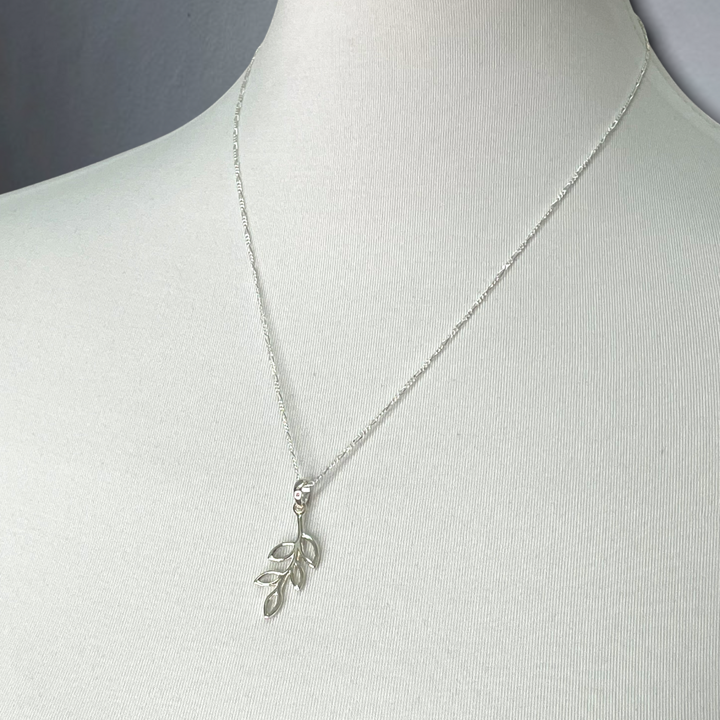 Liście w Ast 925 Sterling Silver Chain - Real Silver Minimalist Nature Biżuteria - K925-17