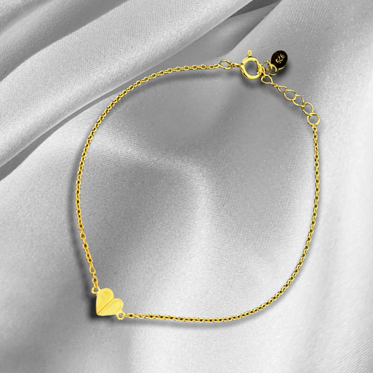 925 Sterling Pozłacana bransoletka serce - miłość prezent dla minimalistów - ARM925-25