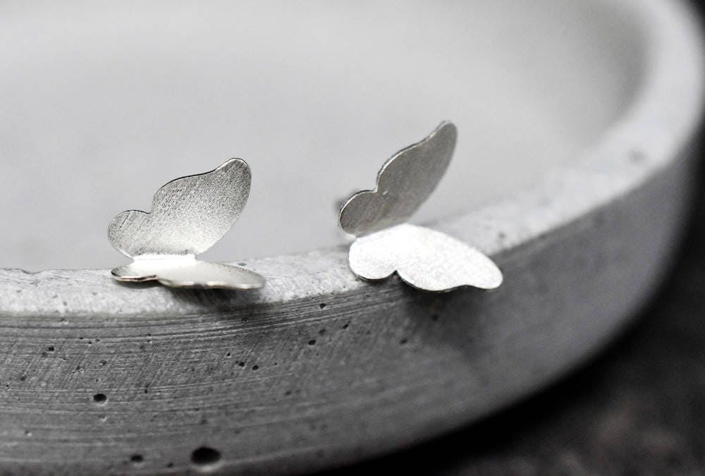Mini Motyle Stadniny Kolczyki - Minimalistyczny 925 Sterling Silver Earrings - EAR925-73
