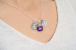 Edelsteinkette mit  Aquamarin Mondstein & Amethyst - 925 Sterling Silber - K925-133