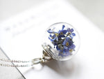 Forget-Me-Not Flowers 925 Sterling Silver Naszyjnik - Terrarium Botaniczny Łańcuch - K925-41