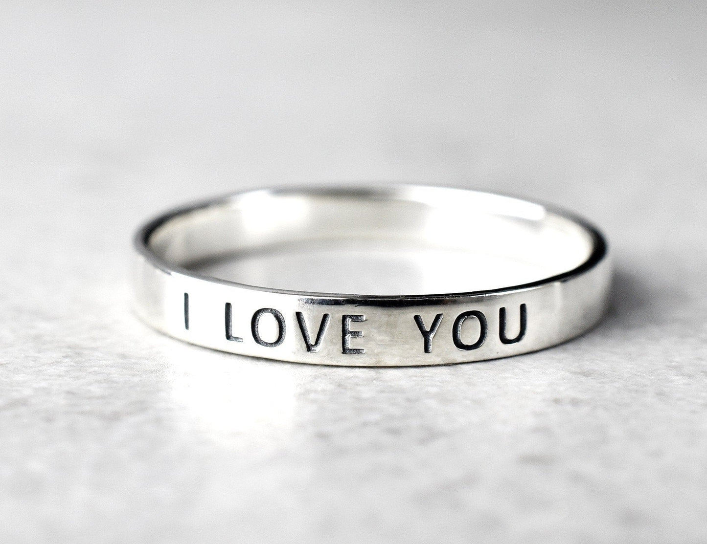 Kocham cię pierścień - 925 Sterling Silver Grawerowanie Pieczęć Unisex Finger Pierścień - RG925-53