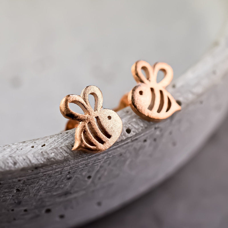 Pszczoła Mini Stud Kolczyki - 925 Sterling Rosegold Pozłacane kolczyki - EAR925-40