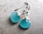 Chalcedon Drop Srebrne kolczyki 925 Sterling Silver Blue Crystal Gem Kolczyki - EAR925-118