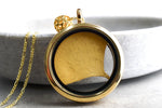 Ginkgo Blatt Gold Glas Amulett Anhänger - 925 Sterling Gold Vergoldete Kette - Naturschmuck - K925-28