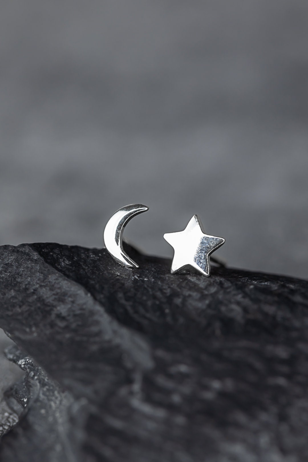 Moon Star Mini stadniny Kolczyki - 925 Sterling Silver Minimalistyczny Sky Obiekty Kolczyki - EAR925-61