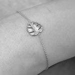 Monstera Blatt Armband - 925 Sterling Silber Exotisch Pflanzen Schmuck - ARM925-34