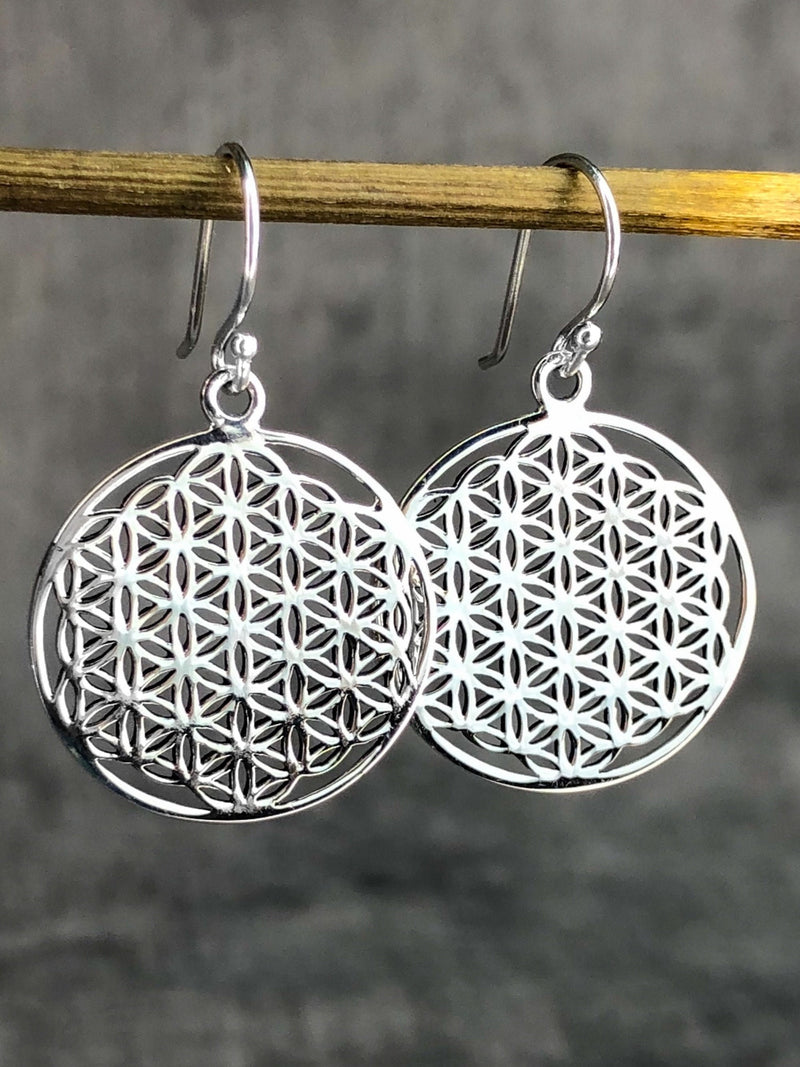 Kwiatowe kolczyki 925 Sterling Silver Flower of Life Romantyczne kolczyki - EAR925-114