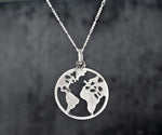 Mapa świata sylwetka wisiorek-925 Sterling Silver Globetrotter podróż dookoła świata Daleki łańcuch-K925-143