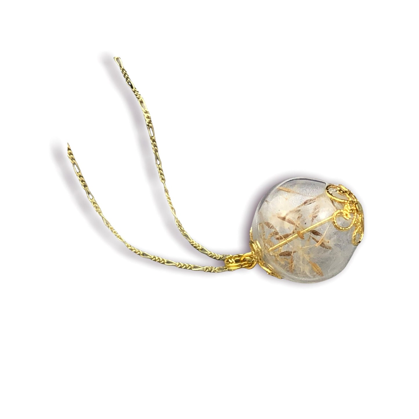 PustBlumen Glass Wisiorek - 925 Sterling Gold Gilded Dandelion Nasiona łańcucha K925-62
