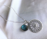 Labradorit Edelstein Mandala Schmuck-Set - 925 Sterling Silber Meditation Kette  - K925-118