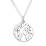 Mapa świata sylwetka wisiorek-925 Sterling Silver Globetrotter podróż dookoła świata Daleki łańcuch-K925-143