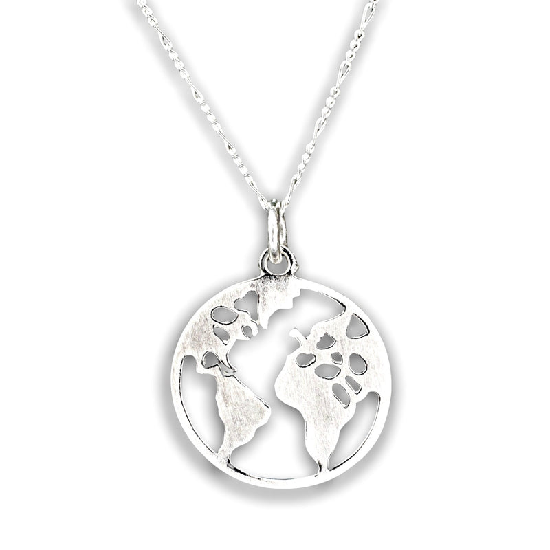 Mapa świata sylwetka wisiorek-925 Sterling Silver Globetrotter podróż dookoła świata Daleki łańcuch-K925-143