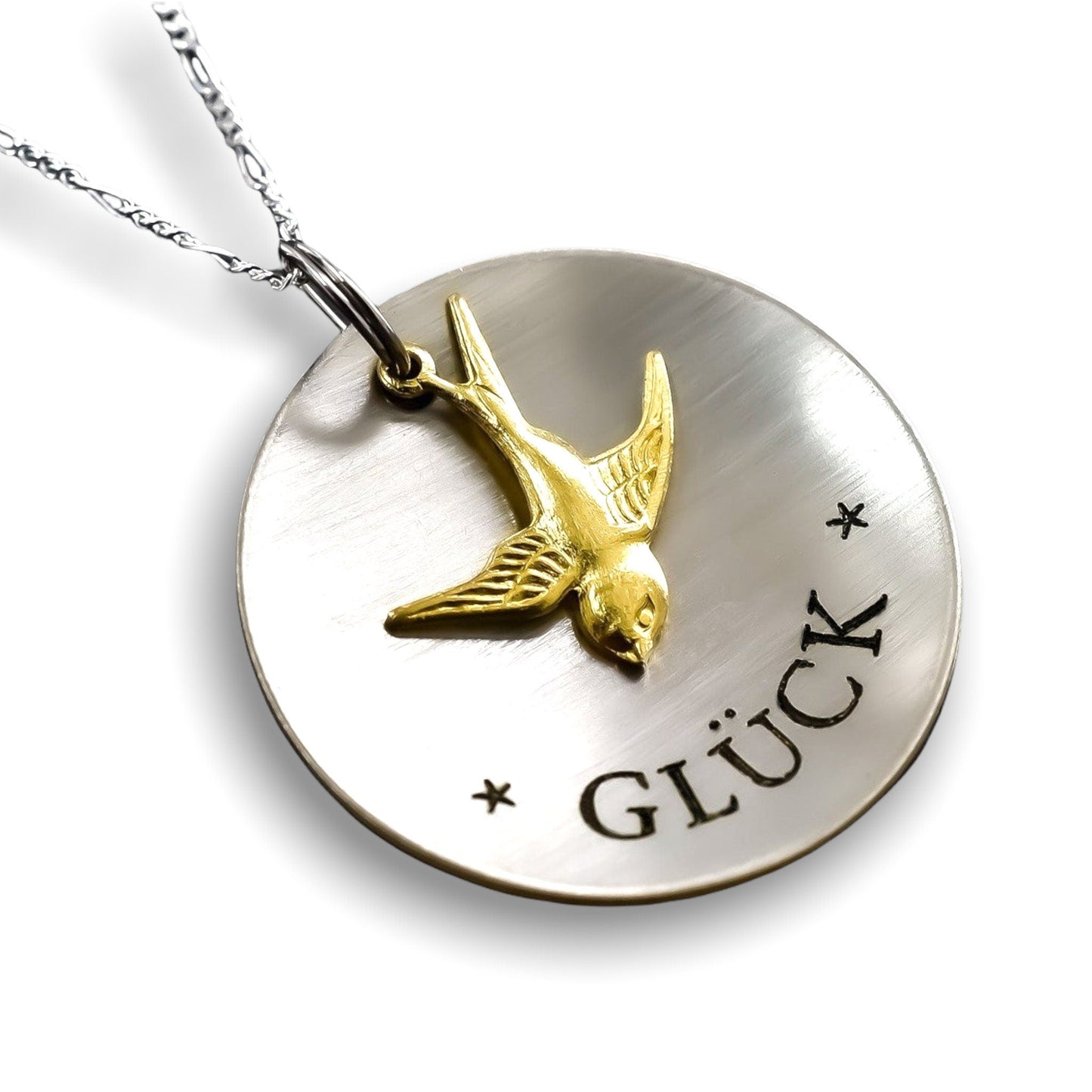 Lucky Charm Golden Swallow Łańcuch Grawerowanie - 925 Sterling Silver Instrukcja Grawerowany Naszyjnik - K925-113