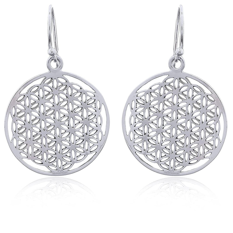 Kwiatowe kolczyki 925 Sterling Silver Flower of Life Romantyczne kolczyki - EAR925-114