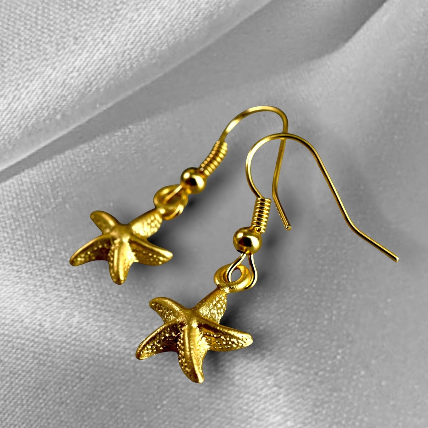 Rozgwiazdy Złote kolczyki - Pozłacane eleganckie kolczyki morskie - Vinohr-82