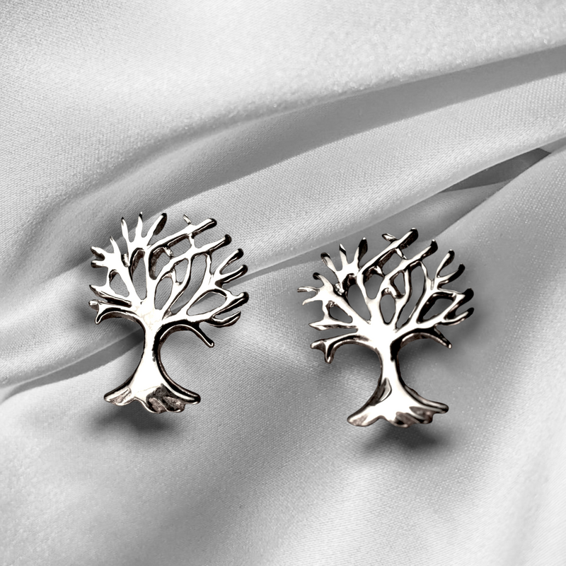 Drzewo Mini Stadniny Kolczyki - 925 Sterling Silver Minimalistyczne Kolczyki Małe Drzewo - EAR925-124