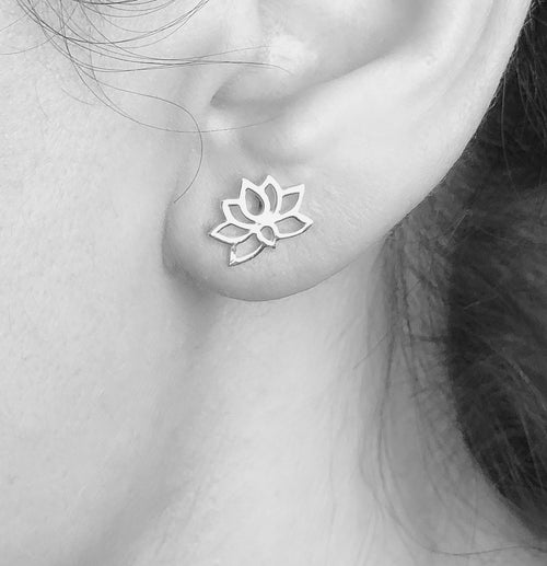 Mini 925 Sterling Silver Stud Kolczyki Lotus