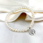 925 Sterling Silver Engater Pearl Bransoletka "Drzewo życia" - ARM925-32