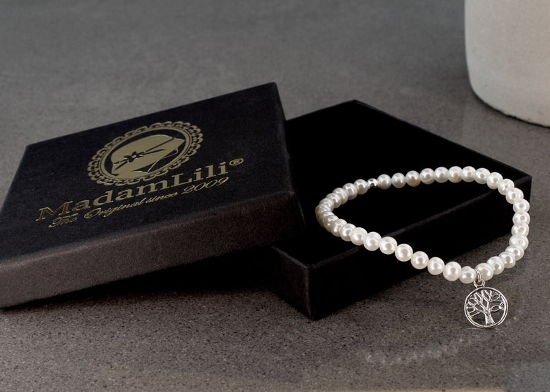 925 Sterling Silver Engater Pearl Bransoletka "Drzewo życia" - ARM925-32