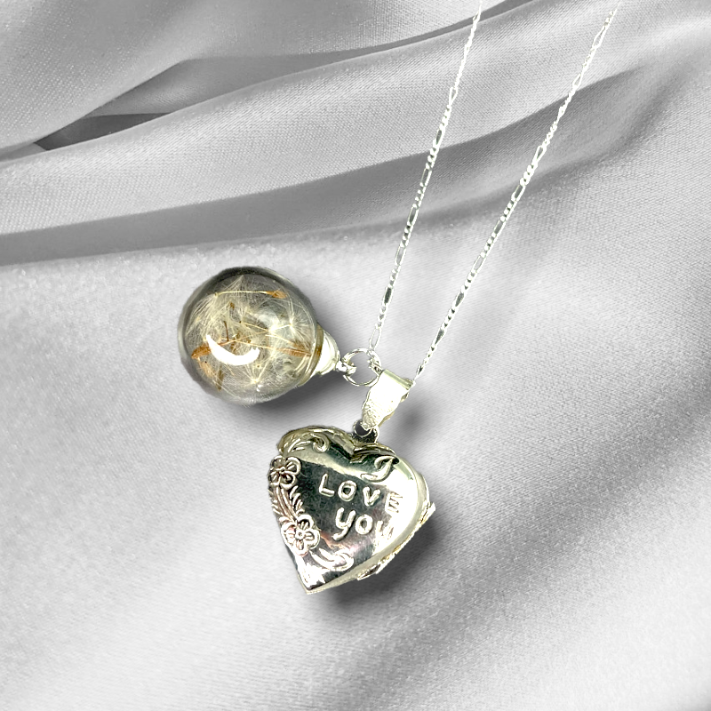 925 Silver Real Pust Kwiaty Łańcuch z Heart Locket "Kocham cię" - K925-101