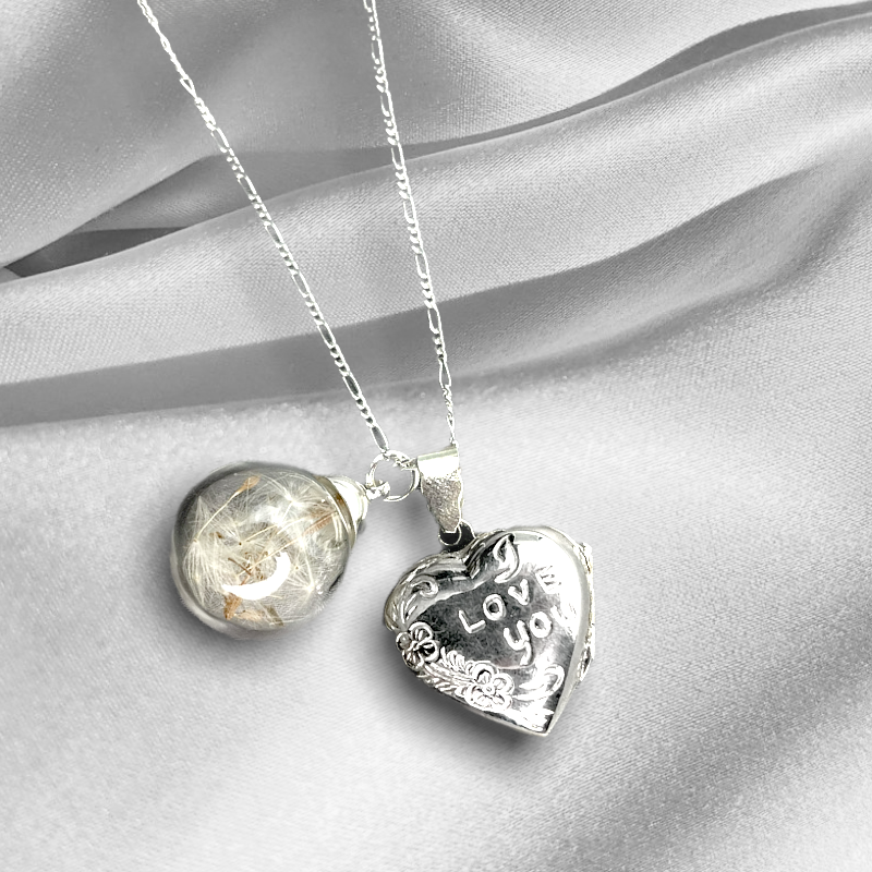 925 Silver Real Pust Kwiaty Łańcuch z Heart Locket "Kocham cię" - K925-101
