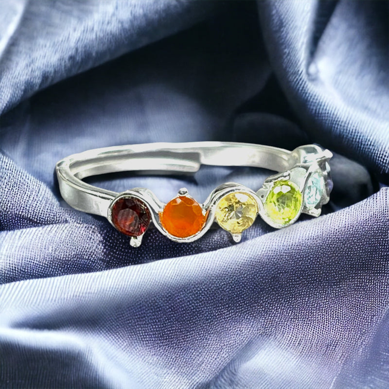 CHAKRA Multiedelsteine Ring - 925 Sterling Silber - RG925-44